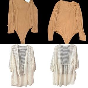 Women’s Size Large Neutral Layering Bundle | Cardigan + Bodysuit Set
